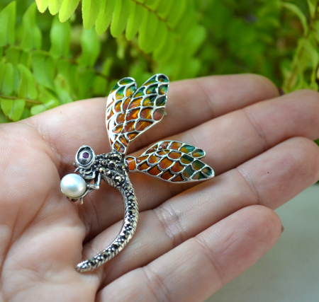 Brosa argint modernista, model Libelula [1]