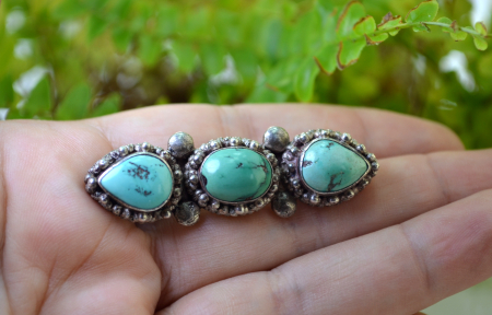 Brosa argint Navajo, turcoaze naturale [1]