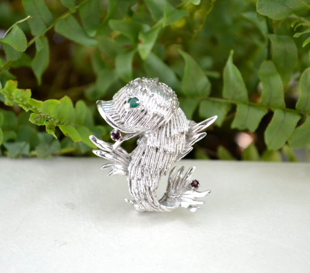 Brosa argint rodiat vintage model Peste exotic mitic mythical fish baroc atelier italian [1]