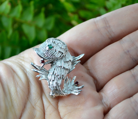 Brosa argint rodiat vintage model Peste exotic mitic mythical fish baroc atelier italian [2]