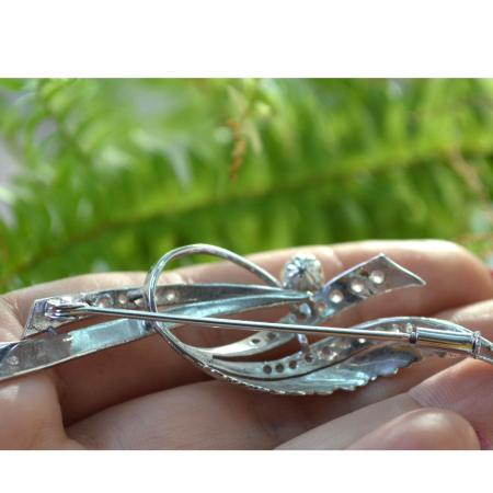 Brosa argint rodiat vintage, perla si cristale CZ A Vintage Collection [2]