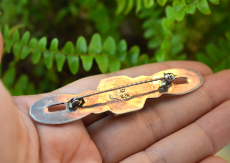 Brosa argint scandinava onix design modernist semnata designer danez ND Norsk Design [3]