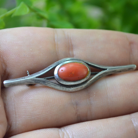 Brosa argint veche Art Deco cu coral de Sardinia A Vintage Collection [1]