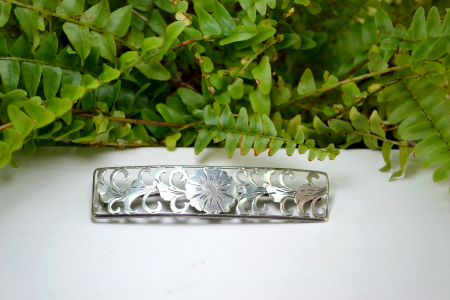 Brosa argint veche antica interbelica design floral Jugendstil art nouveau lucrata manual [3]