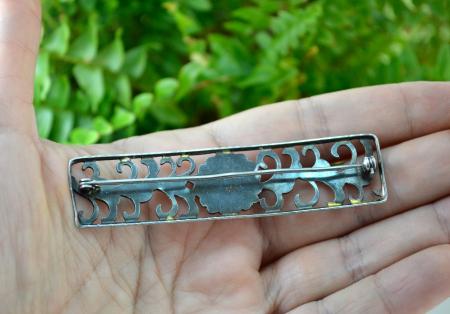 Brosa argint veche antica interbelica design floral Jugendstil art nouveau lucrata manual [2]