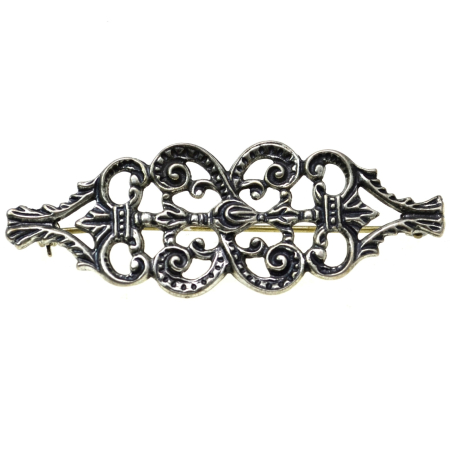 Brose argint - Brosa argint veche, estetica Baroque, semnata BAS