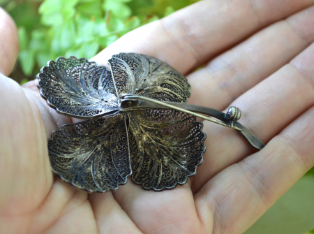 Brosa argint veche in filigran, Floare [2]