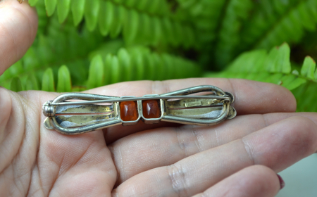 Brosa argint veche interbelica Bohemian Crystal Citrine art deco semnata [2]