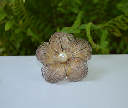 Brosa argint vermeil, perla si filigran [3]