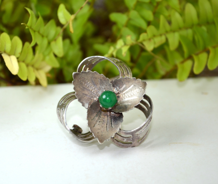Brosa argint vintage, calcedonie verde [3]