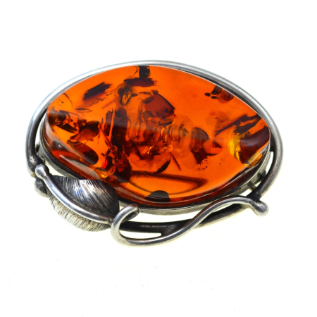 Brose argint - Brosa argint vintage, chihlimbar natural Marea Baltica