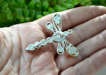 Brosa argint vintage, chihlimbar natural marea baltica amber model Libelula [3]