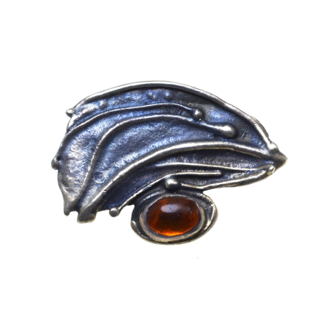 REDUCERI - Brosa argint vintage, chihlimbar, semnata