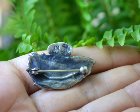 Brosa argint vintage, chihlimbar, semnata [2]