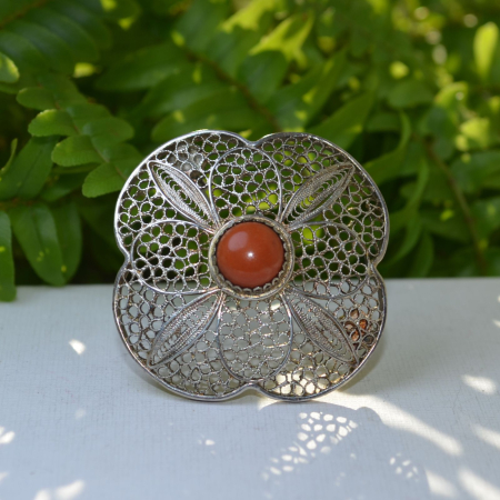Brosa argint vintage, Coral rosu [3]