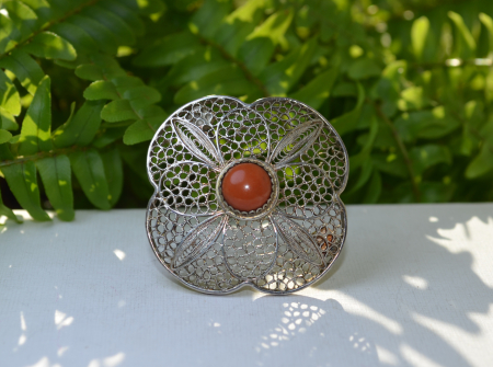 Brosa argint vintage, Coral rosu [3]