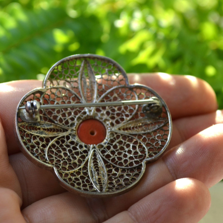 Brosa argint vintage, Coral rosu [2]