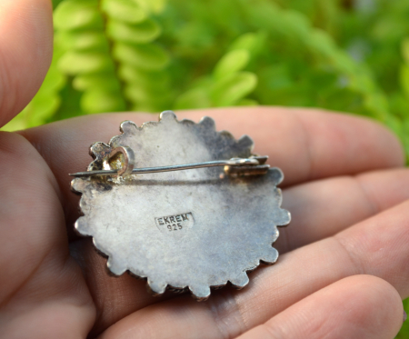 Brosa argint vintage, etnica, Carnelian [2]