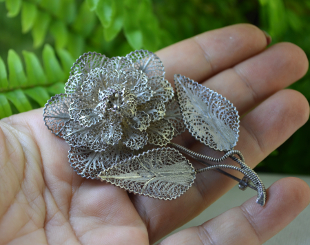 Brosa argint vintage Floare, filigran statement [1]