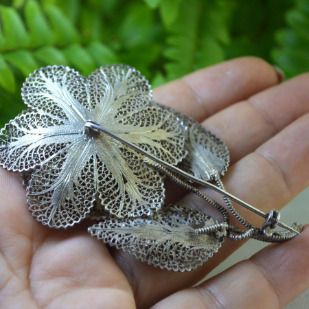 Brosa argint vintage Floare, filigran statement [2]