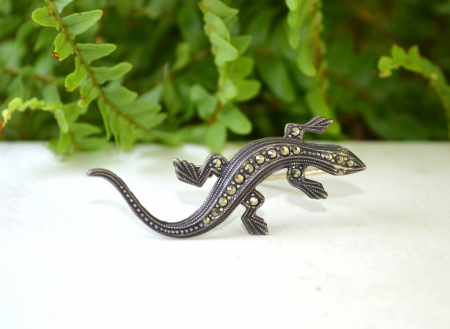 Brosa argint vintage Soparla, marcasite [3]