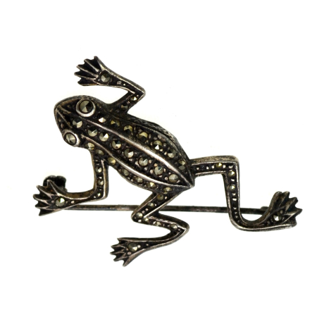 Brose argint - Brosa argint vintage model broscuta topaitoare marcasite