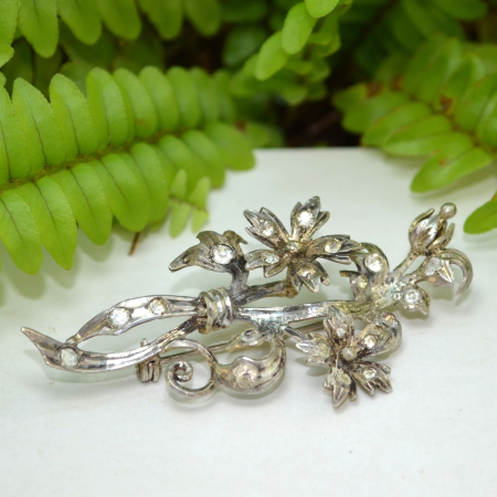 Brosa argint vintage model Buchet de flori  Crystal CZ like Diamond [3]