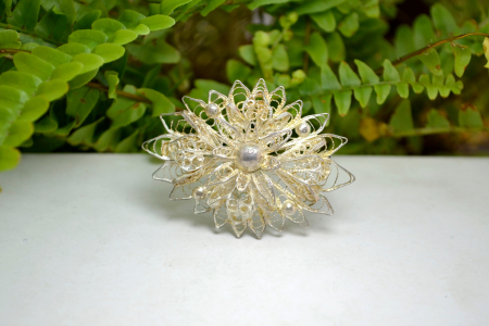 Brosa argint vintage model  floare Flower filigran [3]