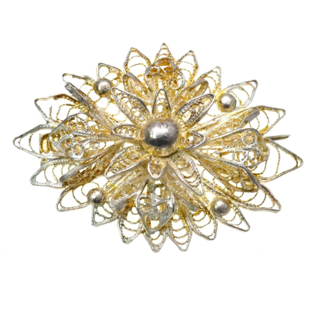 Brosa argint vintage model  floare Flower filigran [0]