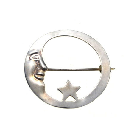 REDUCERI - Brosa argint vintage, model Luna, simbol protectie A Vintage Collection