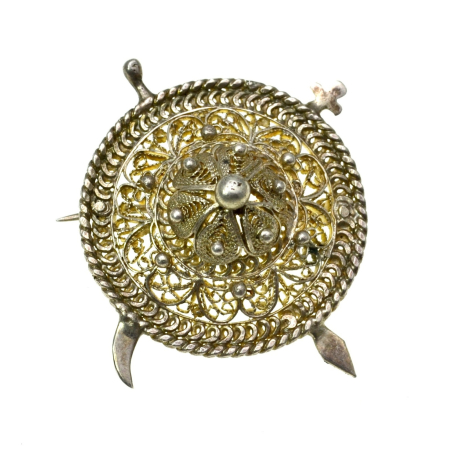 Brose argint - Brosa argint vintage, model Scut medieval