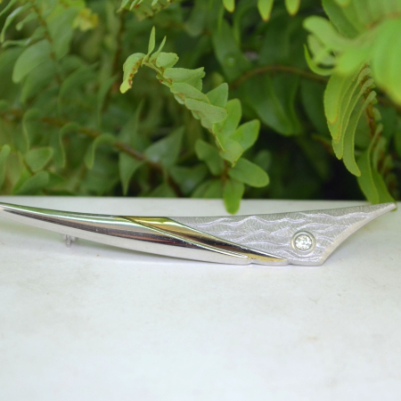 Brosa argint vintage modernista, Rock Crystal [3]