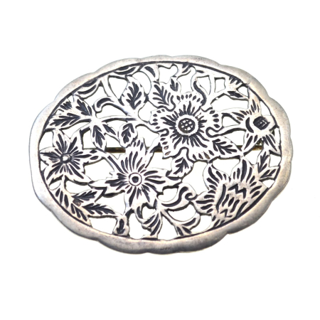 REDUCERI - Brosa argint vintage Old Dutch design floral A Vintage Collection