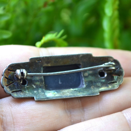 Brosa argint vintage, onix si marcasite [2]