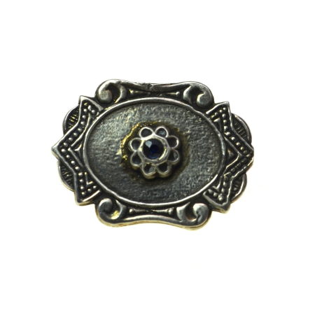 Pietre semipretioase si pretioase - Brosa argint vintage, safir natural design minimalist art deco