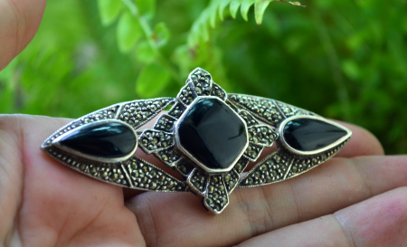 Brosa argint vintage statement, estetica Baroca [1]