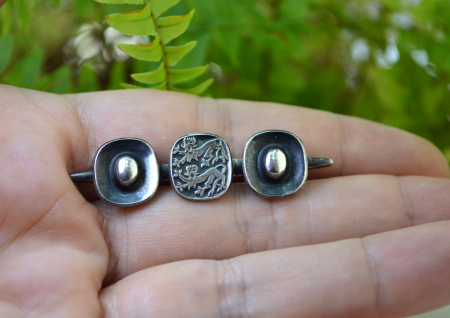 Brosa argint vintage, stema heraldica "Lions" [1]