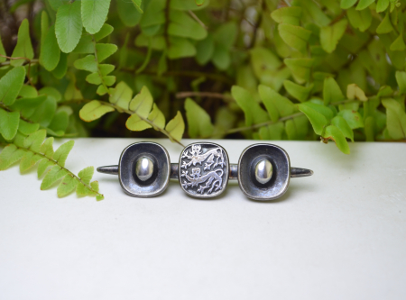 Brosa argint vintage, stema heraldica "Lions" [3]