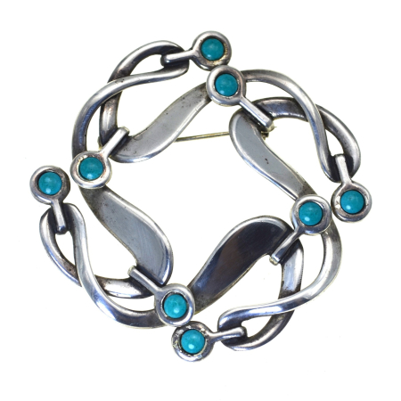 Brose argint - Brosa argint vintage, turcoaze, Miguel Rancho Alegre