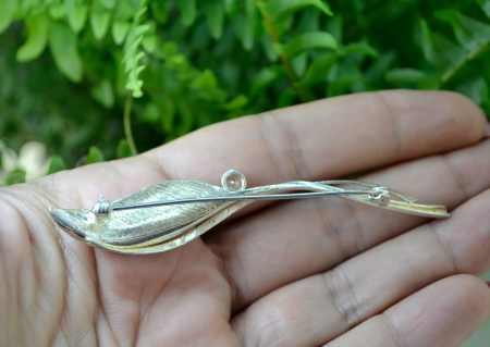 Brosa din argint Mid-Century, model Leaf, semnata [2]