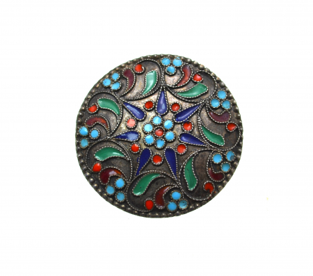 Brosa din argint vintage, emailare cloisonne, Rusia [0]