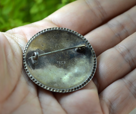 Brosa din argint vintage, emailare cloisonne, Rusia [2]