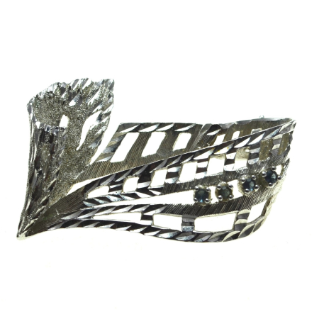 REDUCERI - Brosa din argint vintage, rodiata, cristale Sapphire CZ