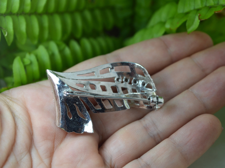 Brosa din argint vintage, rodiata, cristale Sapphire CZ [2]