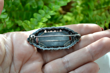 Brosa interbelica argint Sardonyx maniera Jugendstil atelier german [2]