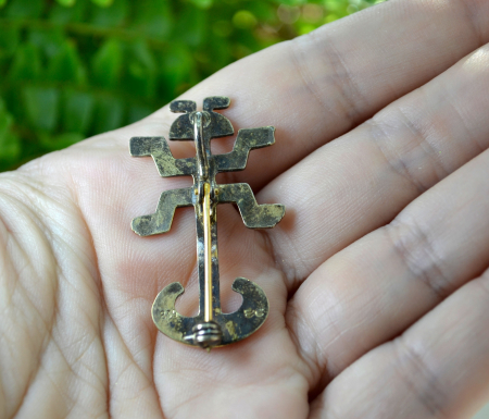 Brosa-pandant argint aurit vermeil figura antropomorfa precolumbiana Colima [2]