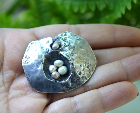 Brosa-pandant argint masiv, perle naturale [1]