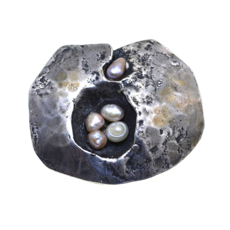 Perle naturale - Brosa-pandant argint masiv, perle naturale