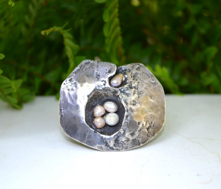 Brosa-pandant argint masiv, perle naturale [3]