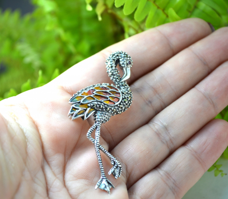 Brosa-pandant argint, model Flamingo [1]